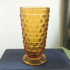 Whitehall colony Amber cubist ice tea glass vintage Apx 6 1/8" tall